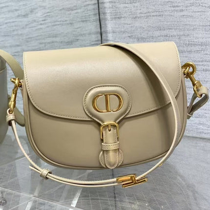 DIOR 26S MEDIUM SADDLE IN BEIGE CALFSKIN WITH GOLD-TONE HARDWARE
