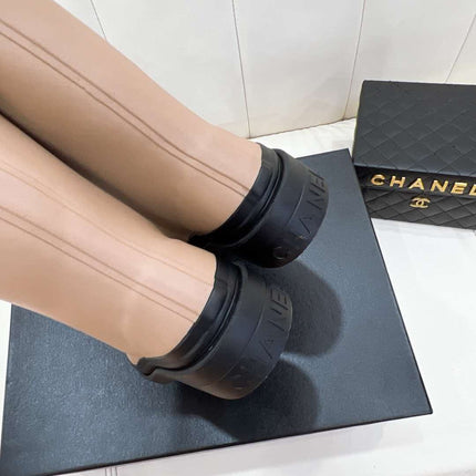 CHANEL 26S RAIN BOOT IN BEIGE AND BLACK COLOR