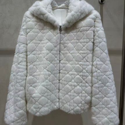 CHANEL 26S QUILTED JACKET IN WHITE FUR