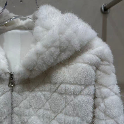 CHANEL 26S QUILTED JACKET IN WHITE FUR