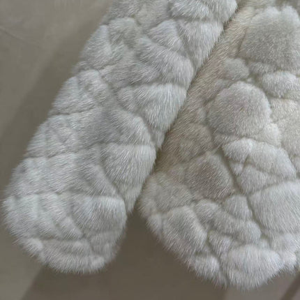 CHANEL 26S QUILTED JACKET IN WHITE FUR