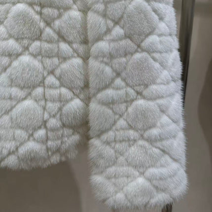 CHANEL 26S QUILTED JACKET IN WHITE FUR