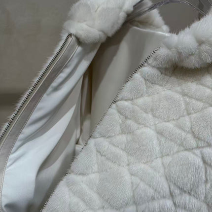 CHANEL 26S QUILTED JACKET IN WHITE FUR