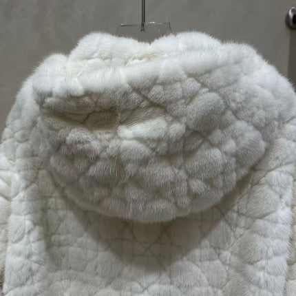 CHANEL 26S QUILTED JACKET IN WHITE FUR