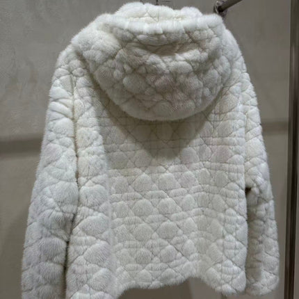 CHANEL 26S QUILTED JACKET IN WHITE FUR