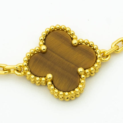 CLOVER BRACELET 5 MOTIFS TIGER EYE