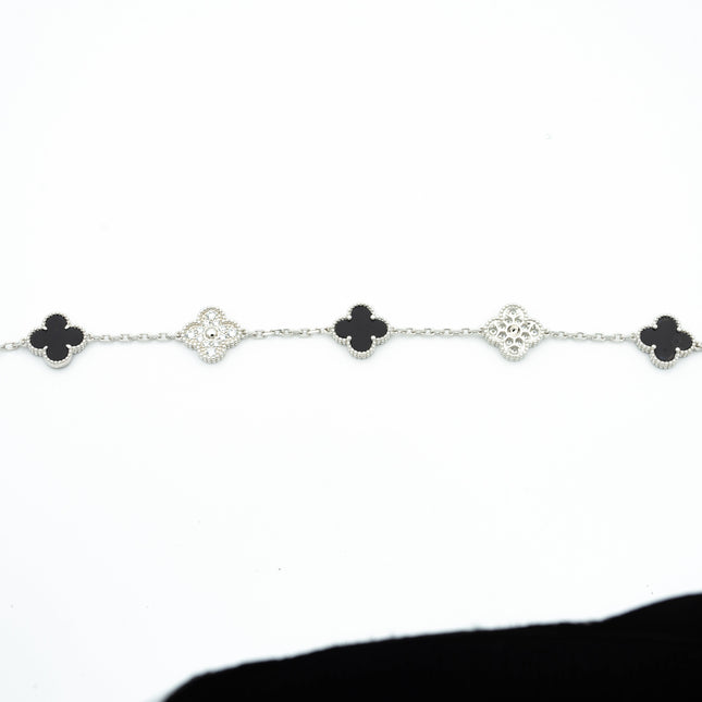 CLOVER BRACELET 5 MOTIF ONYXS DIAMOND