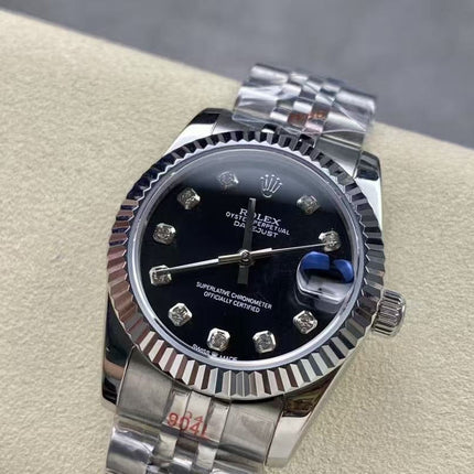 DATEJUST 31MM DIAMOND BEZEL STAINLESS STEEL IN BLACK