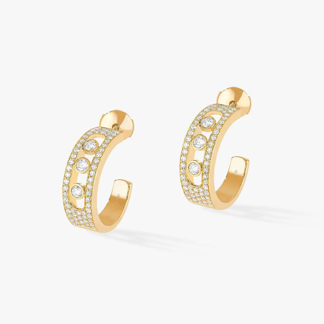 CREOLES MOVE PAVED PINK GOLD DIAMOND EARRINGS