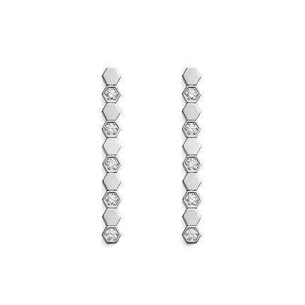 BEE LOVE SILVER DIAMOND LONG EARRINGS