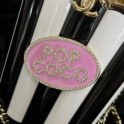 CHANEL 26S POP COCO CLUTCH IN BLACK & WHITE PATENT LEATHER