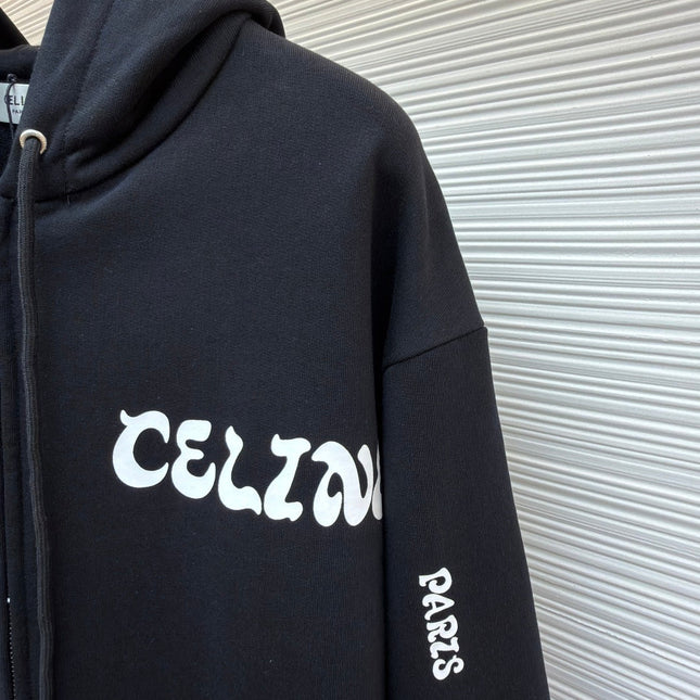 CELINE 26S SLEEVE ZIP-UP KNIT HOODIE 742