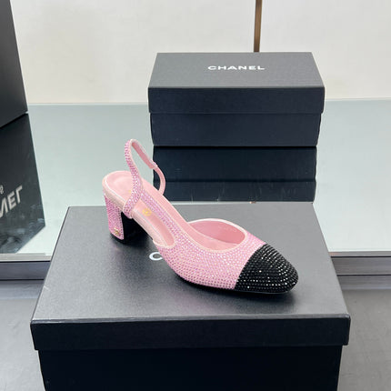 CC SLINGBACK 25S 65 MM IN PINK AND BLACK CRYSTALS