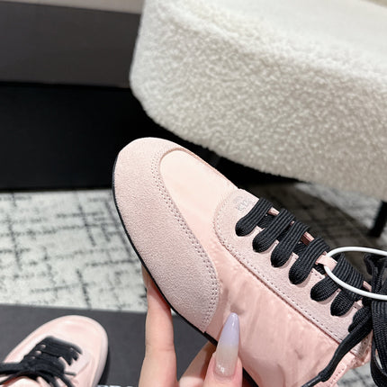 PRADA 25S DEXUN MULE IN LIGHT PINK SUEDE LEATHER