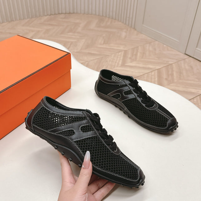 KIGA SNEAKER IN BLACK CROCHET KNIT AND CALFSKIN
