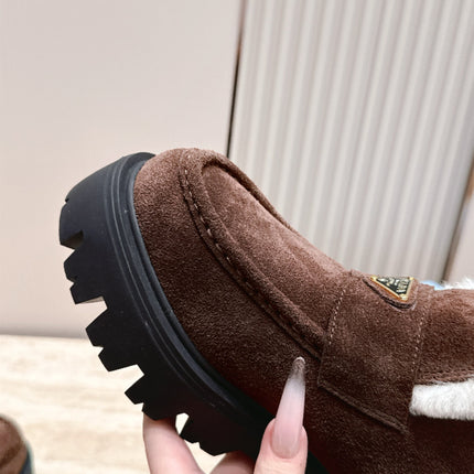 PRADA 26S ANKLE BOOTS 50MM IN DARK BROWN SUEDE WITH FUR LINED
