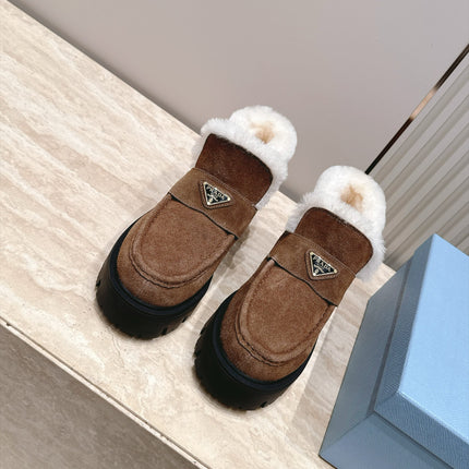 PRADA 26S ANKLE BOOTS 50MM IN CARAMEL BROWN SUEDE WITH FUR LINED