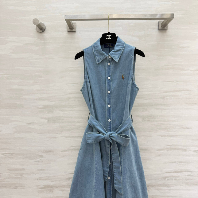 RALPH LAUREN 26S SLEEVELESS DENIM SHIRT DRESS 306