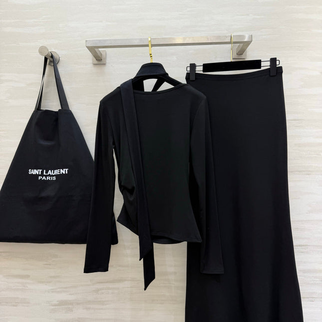 YSL 26S LONG-SLEEVE TOP & MIDI SKIRT SET 504