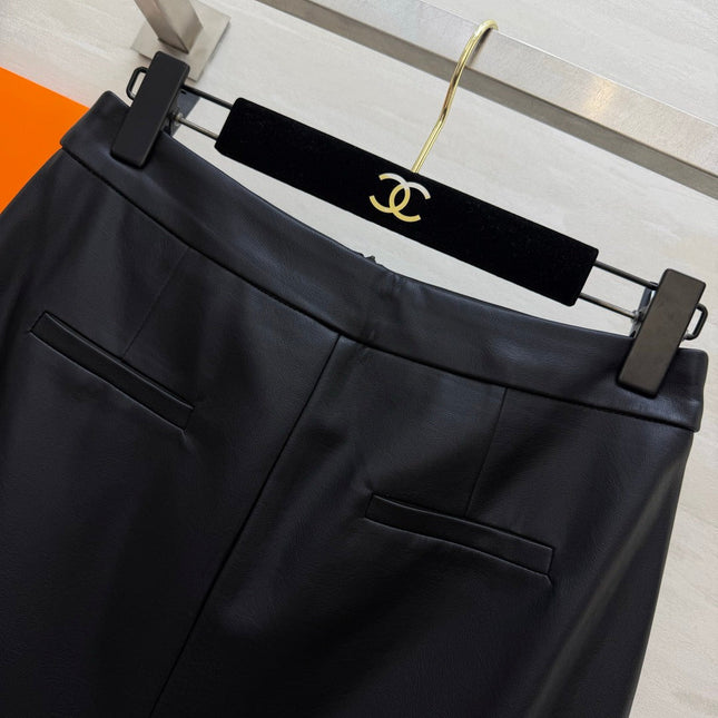 HERMES 26S LEATHER MIDI SKIRT 833