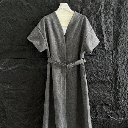 BALLOON DRESS WITH BELT IN RAYON 265972