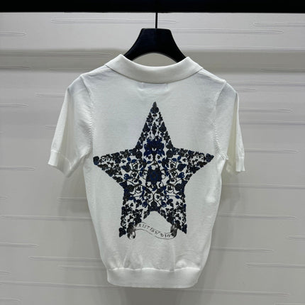 DIOR EMBROIDERED LOGO KNIT POLO SHIRT