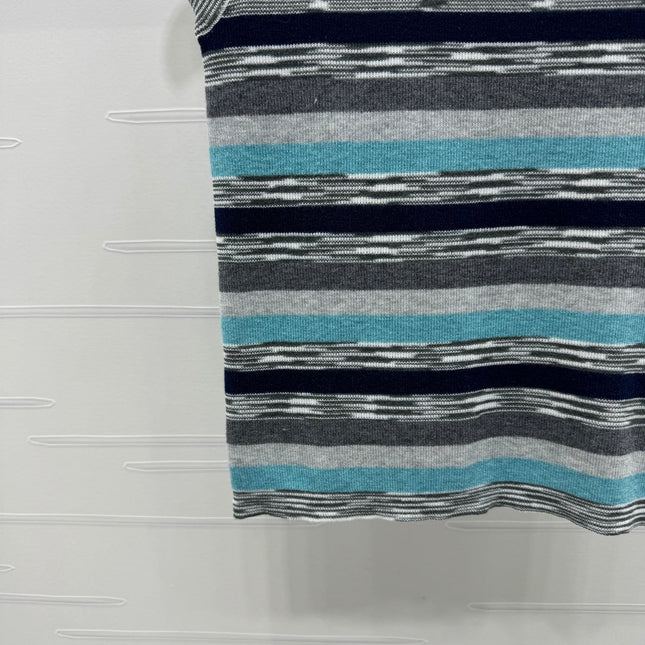 Chanel 25 Sleeveless Striped Top In Blue And Gray