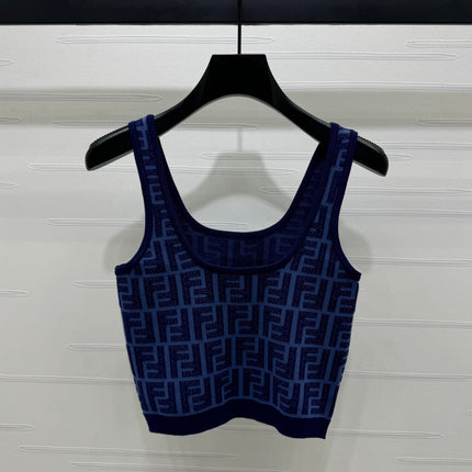 Fendi 25 Blue Knit Crop Top
