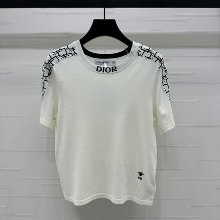 DIOR SHORT-SLEEVE JACQUARD KNIT TOP 274853