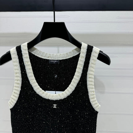 CHANEL ROUND-NECK SEQUIN KNIT VEST 274865