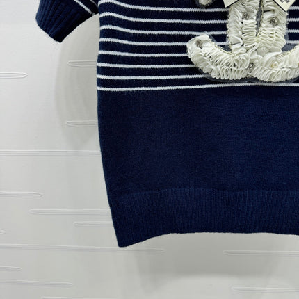 CHANEL SHORT-SLEEVE KNITTED PUFF-SLEEVE TOP 274951