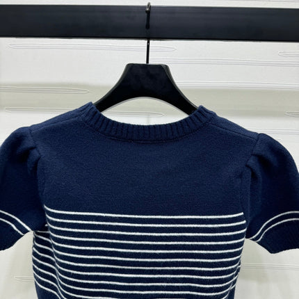 CHANEL SHORT-SLEEVE KNITTED PUFF-SLEEVE TOP 274951