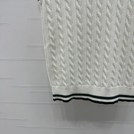 DIOR KNITTED V-NECK SLEEVELESS VEST WHITE 274923