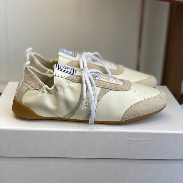CHLOE 26S SNEAKERS IN BEIGE FABRIC AND LEATHER
