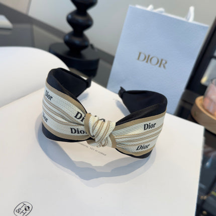 DIOR 26S PADDED HEADBAND IN WHITE AND BLACK FABRIC 511968