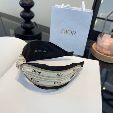 DIOR 26S PADDED HEADBAND IN WHITE AND BLACK FABRIC 511968