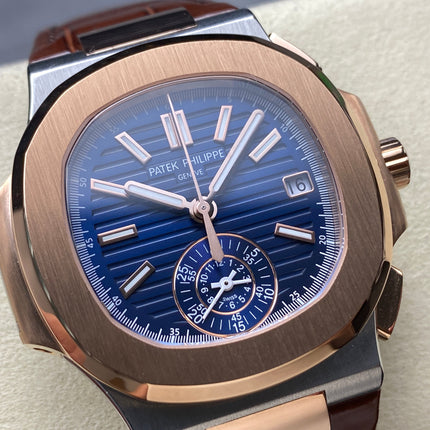 NAUTILUS ROSE GOLD AND STEEL CASE BLUE DIAL