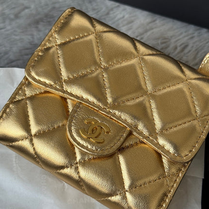 CHANEL 25S CF SMALL TRI FOLD WALLET 11 IN GOLD CAVIAR GOLD HARDWARE