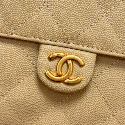 CHANEL 25S HOBO BAG 40 IN GOLDEN BEIGE CAVIAR WITH GOLD HARDWARE