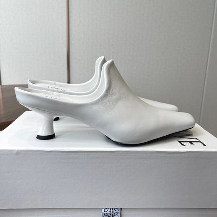 LOEWE 26S EMILY MULE 55MM IN WHITE CALFSKIN