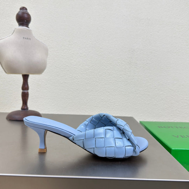 BLINK HIGH 5 CM MULE IN CERULEAN BLUE INTRECCIATO LEATHER