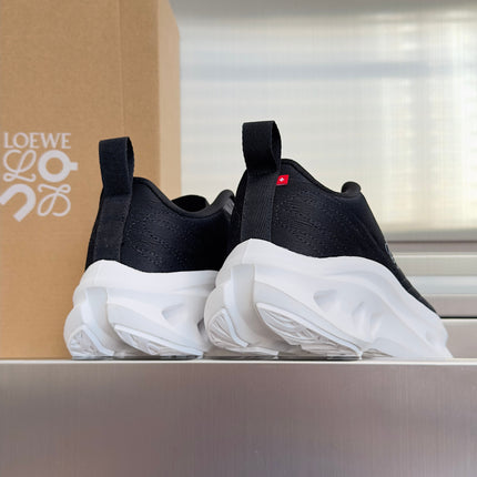 LOEWE 26S CHUNKY SOLE LACE UP SNEAKERS 45MM IN BLACK AND WHITE MESH FABRIC