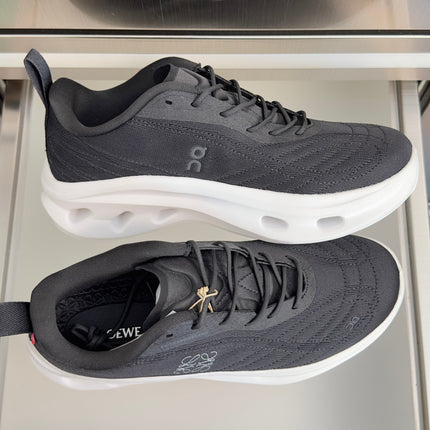 LOEWE 26S CHUNKY SOLE LACE UP SNEAKERS 45MM IN BLACK AND WHITE MESH FABRIC