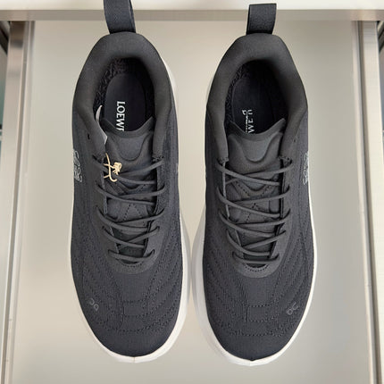 LOEWE 26S CHUNKY SOLE LACE UP SNEAKERS 45MM IN BLACK AND WHITE MESH FABRIC