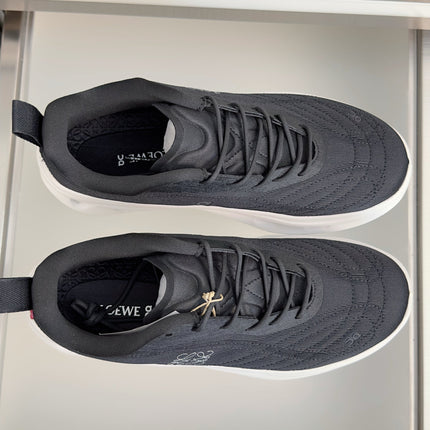 LOEWE 26S CHUNKY SOLE LACE UP SNEAKERS 45MM IN BLACK AND WHITE MESH FABRIC
