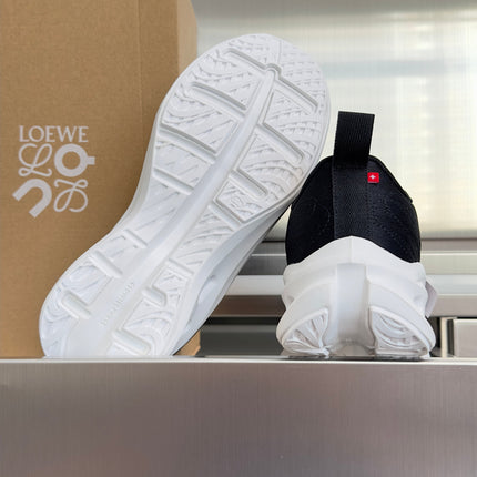 LOEWE 26S CHUNKY SOLE LACE UP SNEAKERS 45MM IN BLACK AND WHITE MESH FABRIC