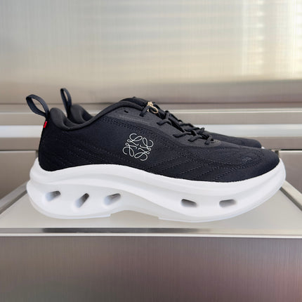 LOEWE 26S CHUNKY SOLE LACE UP SNEAKERS 45MM IN BLACK AND WHITE MESH FABRIC