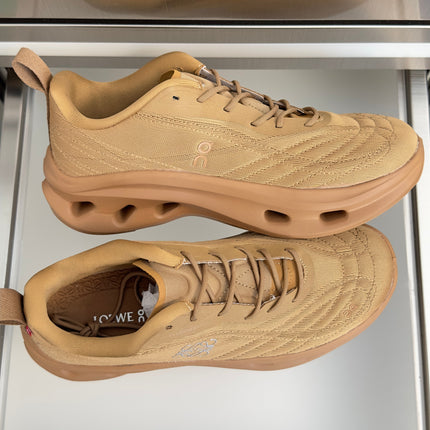 LOEWE 26S CHUNKY SOLE LACE UP SNEAKERS 45MM IN TAN BROWN MESH FABRIC