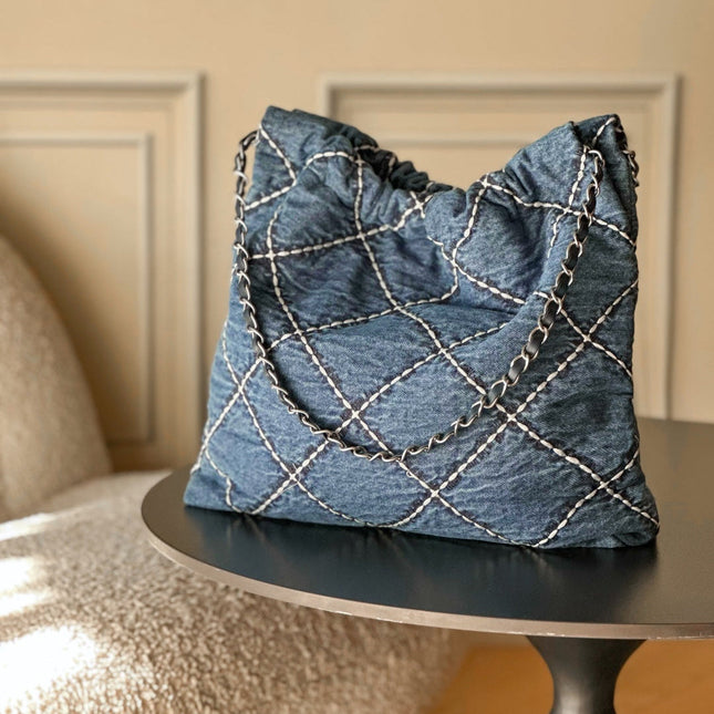CHANEL 26S 22 BAG 42 IN BLUE DEINIM