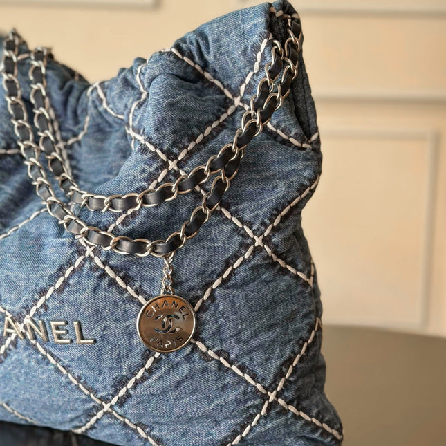 CHANEL 26S 22 BAG 42 IN BLUE DEINIM
